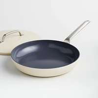 Crate & Barrel EvenCook Ceramic ™ Cream Nonstick 12" Fry Pan with Lid