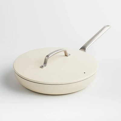 Crate & Barrel EvenCook Ceramic ™ Cream Nonstick 12" Fry Pan with Lid