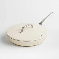 Crate & Barrel EvenCook Ceramic ™ Cream Nonstick 12" Fry Pan with Lid