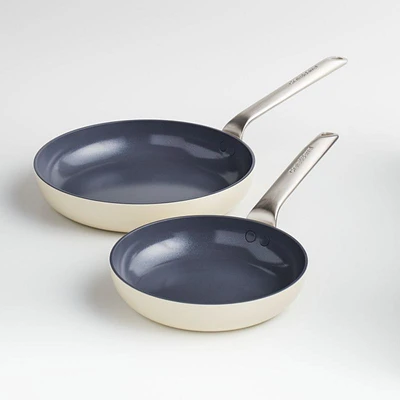 Crate & Barrel EvenCook Ceramic ™ Cream Nonstick Fry Pans, Set of 2