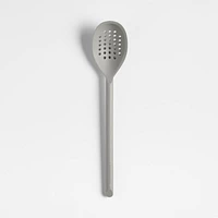 Crate & Barrel Grey Silicone Deep Slotted Spoon