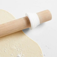 Crate & Barrel Wood Rolling Pin with Measuring Rings