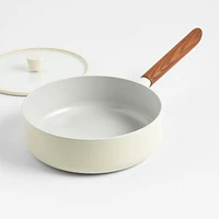 Crate & Barrel Monterey Cream 3-Qt. Non-Stick Ceramic Saute Pan with Lid