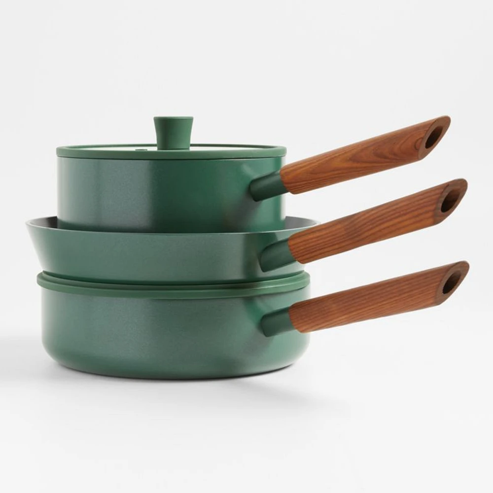 Crate & Barrel Monterey Cypress Green 5-Piece Non-Stick Ceramic Cookware Set