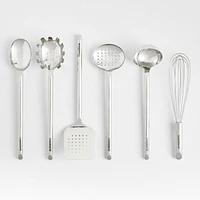 Crate & Barrel Stainless Utensils with Holder, Set of 7