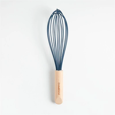 Crate & Barrel Wood and Navy 12" Silicone Whisk