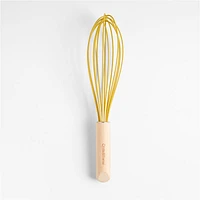 Crate & Barrel Wood and Yellow 12" Silicone Whisk