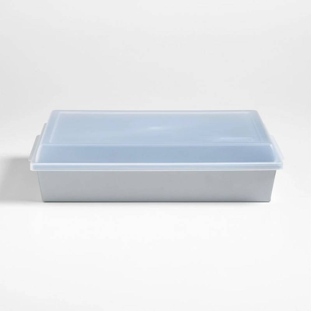 Crate & Barrel 9"x13" Silver Rectangle Baking Pan with Lid