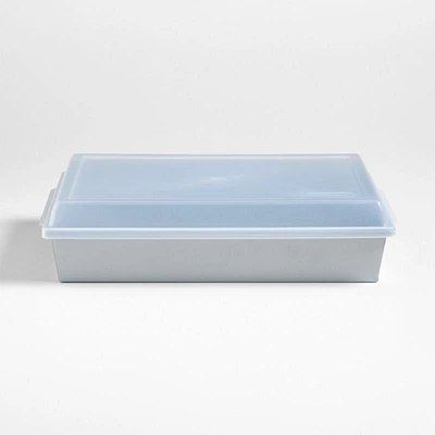 Crate & Barrel 9"x13" Silver Rectangle Baking Pan with Lid