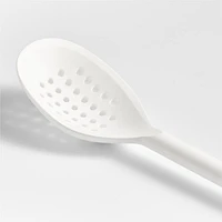 Crate & Barrel White Silicone Deep Slotted Spoon