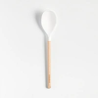 Crate & Barrel White Silicone and Wood Deep Spoon
