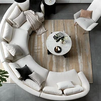 Miro White Marble and Ebonized Mahogany Wood 41" Round Coffee Table