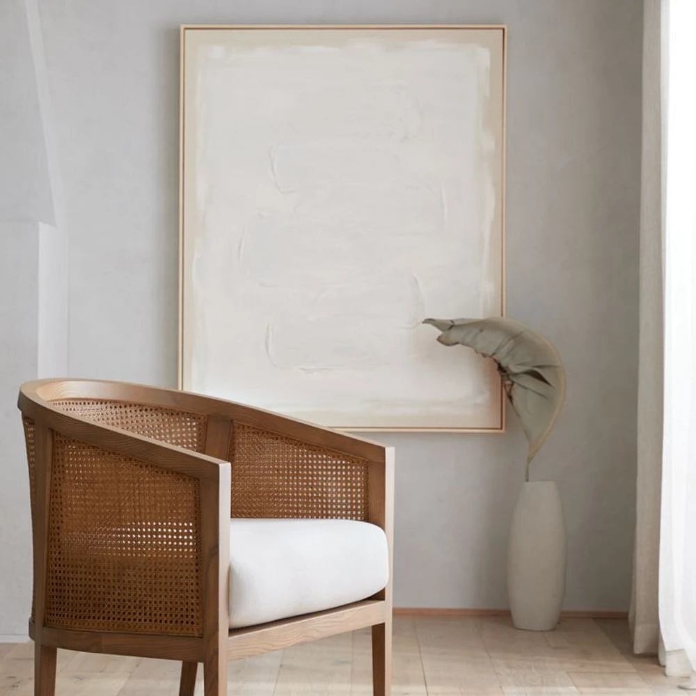 "White Block" Framed Hand-Painted Canvas Wall Art 41"x51"