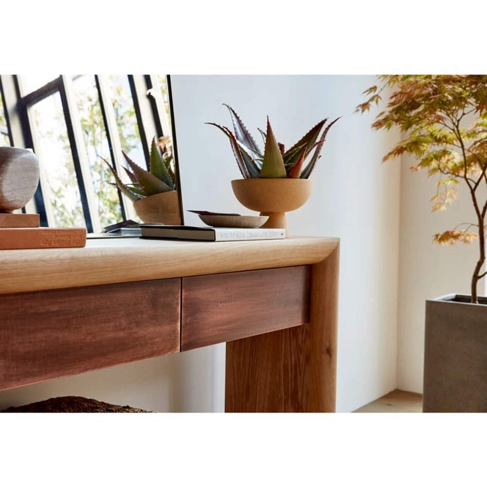 Pace Oak Wood Storage Console Table