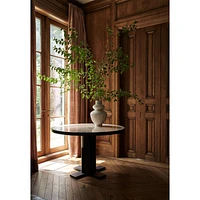 Unica 48" Round Mango Wood and Travertine Dining Table by Athena Calderone