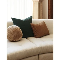 Salvia 22"x22" Green Faux Mohair Throw Pillow with Feather Insert by Athena Calderone
