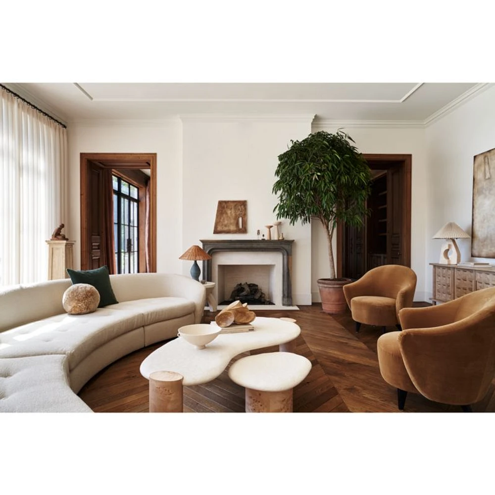 Sensorio Swoop Arm Velvet Accent Chair by Athena Calderone