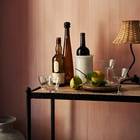 Bibelot Wavy Black Metal Mini Table Lamp with Rattan Shade by Athena Calderone 15.6"