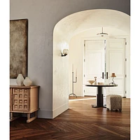 Unica 48" Round Mango Wood and Travertine Dining Table by Athena Calderone