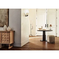Unica 48" Round Mango Wood and Travertine Dining Table by Athena Calderone