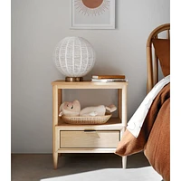 Set of 2 Bodie Natural Oak Wood Kids Nightstand with Drawer