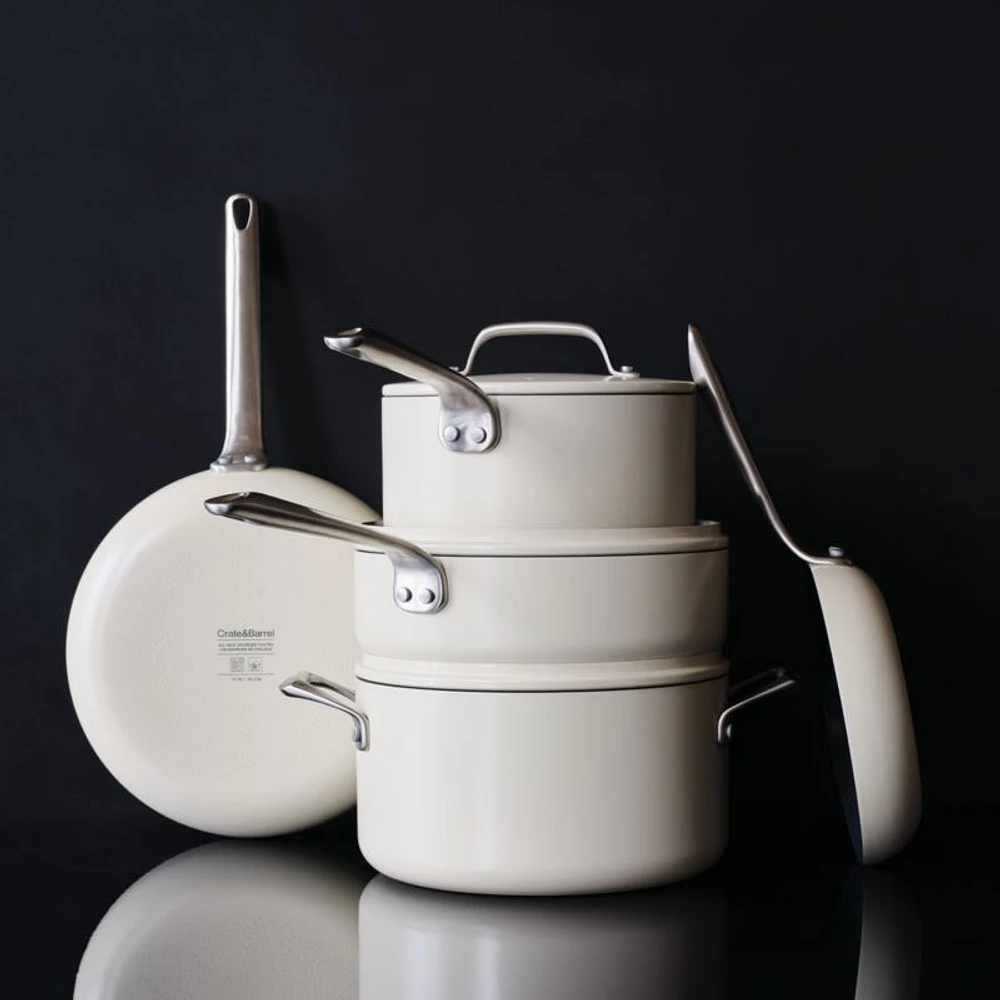 Crate & Barrel EvenCook Ceramic ™ Nonstick 8-Piece Cookware Set with Bonus