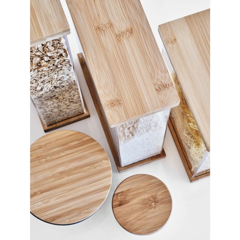 Rectangular Acrylic Kitchen Canister with Bamboo Lid
