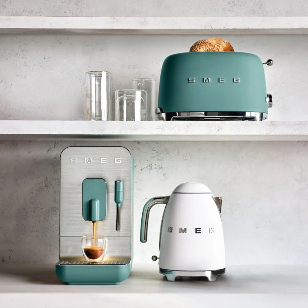 SMEG Matte Jade Green Automatic Coffee and Espresso Machine with Milk Frother