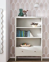 Hampshire Tall Cozy Grey Wood 3-Shelf Kids Bookcase with Drawer