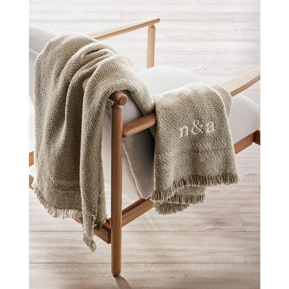 Weekend Sand Beige Organic Cotton 70"x55" Fringe Throw Blanket
