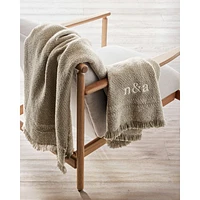 Weekend Sand Beige Organic Cotton 70"x55" Fringe Throw Blanket