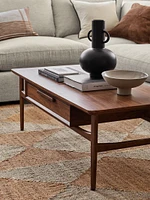 Tate Walnut Wood 48" Rectangular Storage Coffee Table