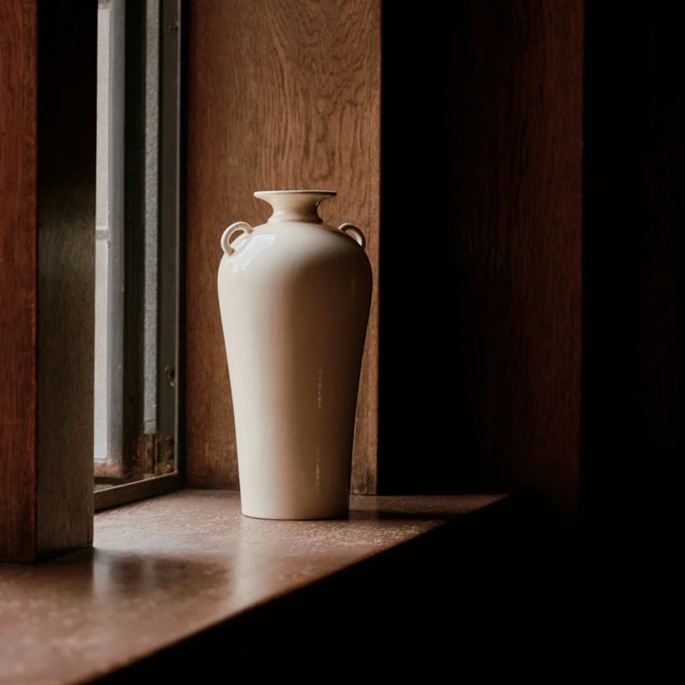 Ephemere Light Beige Ceramic Vase 14" by Athena Calderone