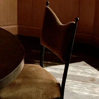 Rodin Ochre Velvet Dining Side Chair by Athena Calderone
