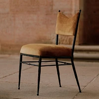 Rodin Ochre Velvet Dining Side Chair by Athena Calderone