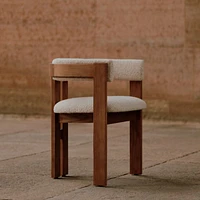 Ceremonie Natural Boucle Dining Arm Chair by Athena Calderone