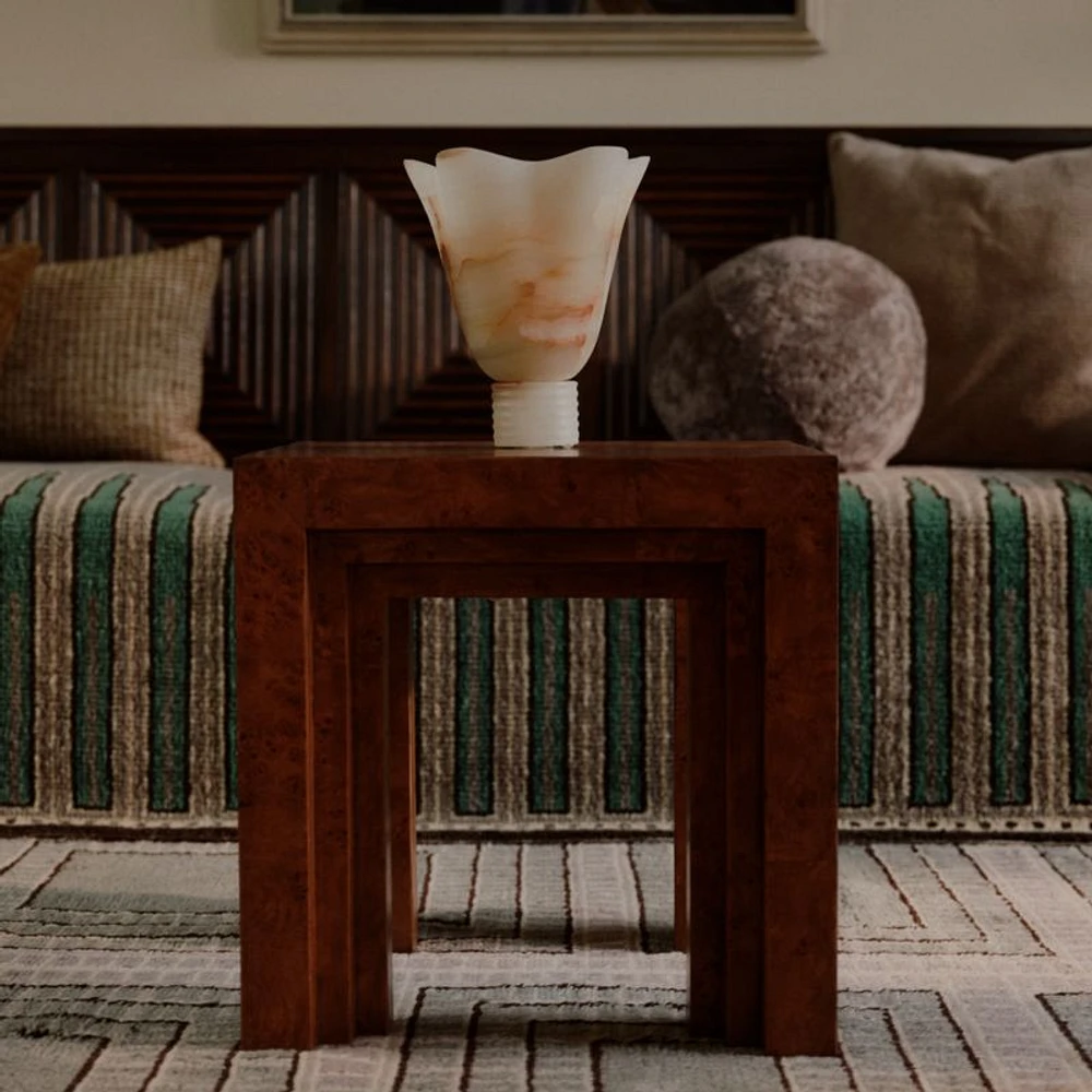 Fleurissant Warm White Onyx Table Lamp by Athena Calderone 9.9"