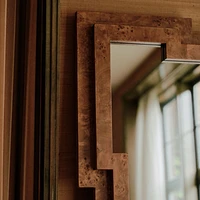 Memini Burl Wood Floor Mirror by Athena Calderone