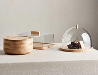 Arla Ash Wood Round Serving Bowl with Portable Lid