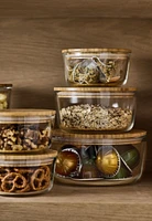 Crate & Barrel Round 20-piece Bamboo Glass Storage Set with Bamboo Lids