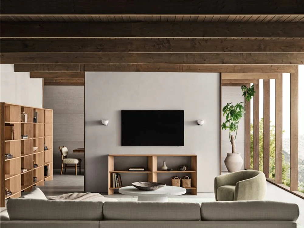 Terrazza 76" Natural Solid Oak Wood Open Storage Media Console