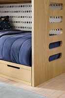 Bridgeman Natural Oak Wood Kids Twin Bunk Bed with Storage