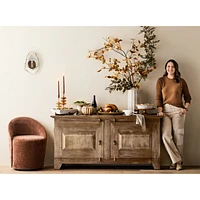 Basque 68" Weathered Light Brown Solid Wood Credenza