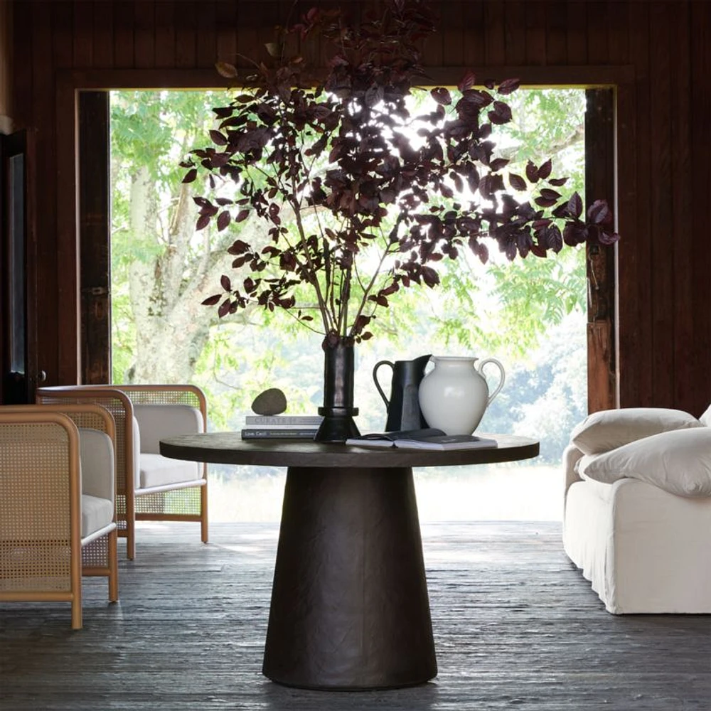 Willy 48" Charcoal Brown Pedestal Dining Table by Leanne Ford