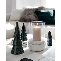 Curve Marble and Glass Hurricane Candle Holder 6.5"