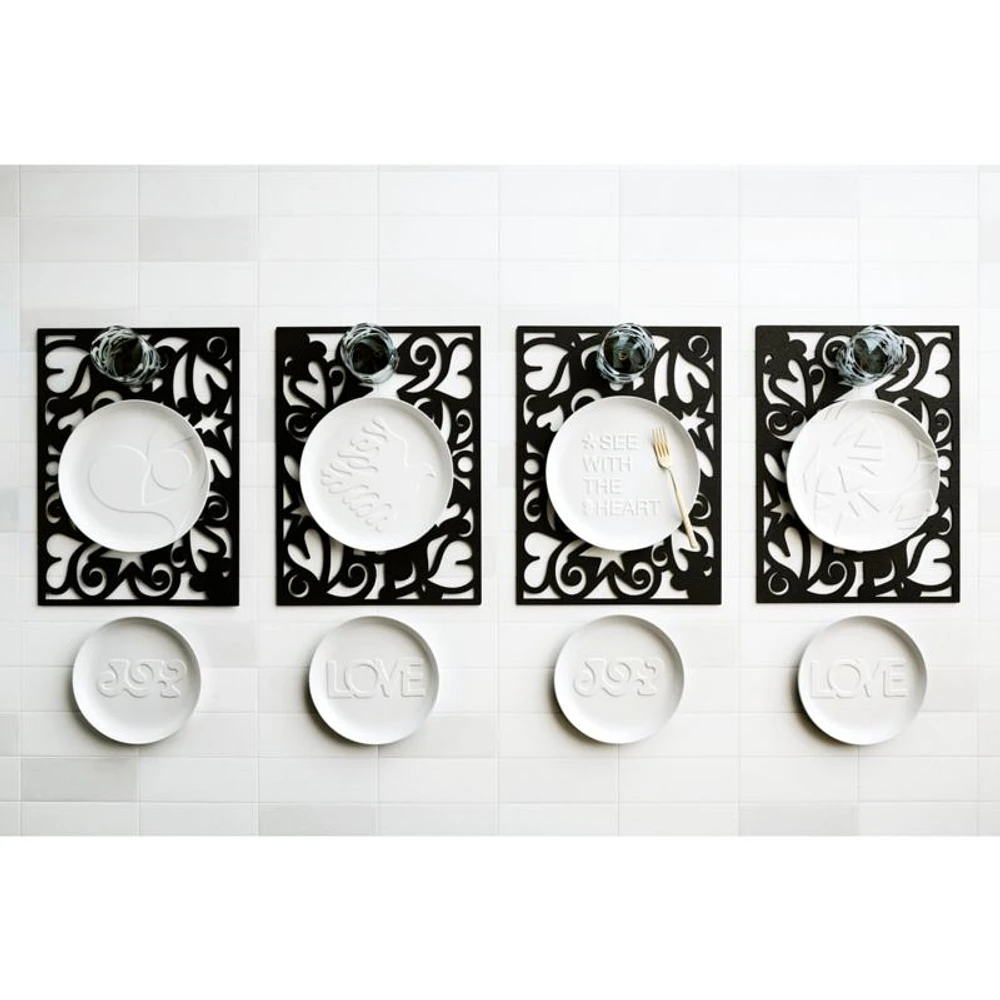Heart Dance Reversible Black Laser-Cut Cork Placemat by Lucia Eames