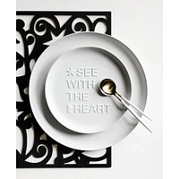 Heart Dance Reversible Black Laser-Cut Cork Placemat by Lucia Eames