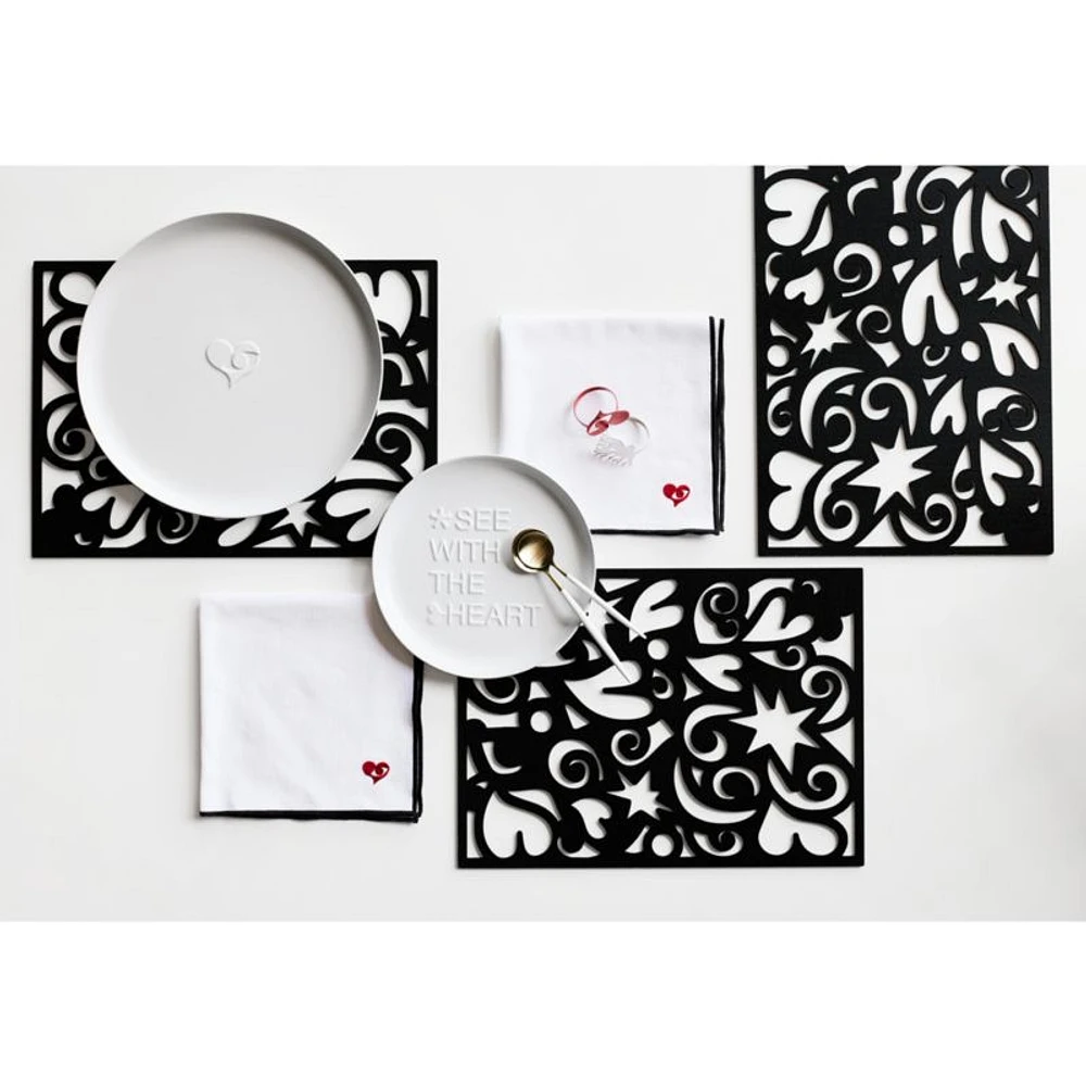 Heart Dance Reversible Black Laser-Cut Cork Placemat by Lucia Eames