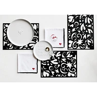 Heart Dance Reversible Black Laser-Cut Cork Placemat by Lucia Eames