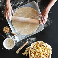 Crate & Barrel Wood Rolling Pin with Measuring Rings